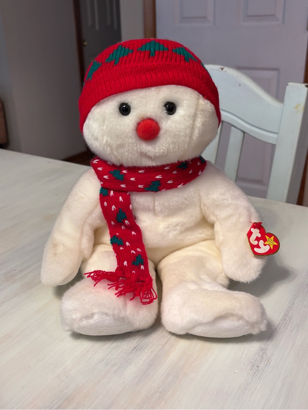 Large 16" 1999 SNOWBOY TY SNOWMAN Beanie Baby BUDDY Plush TAG PE Pellets